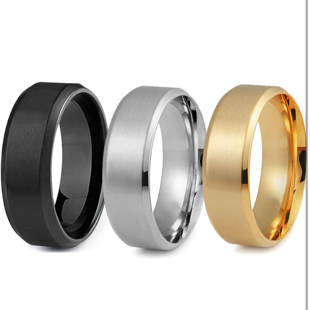 Men’s Stainless Steel Wedding Bands 8MM, 3Pcs Set